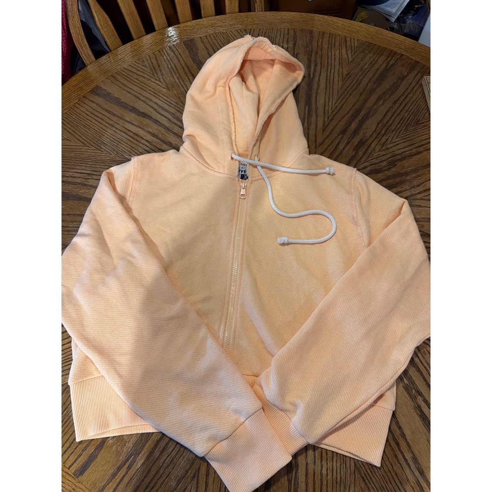 American Eagle Seriously Lived-In Peach Cropped Full Zip Hoodie XL Womens